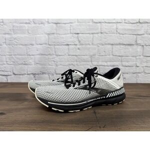 Brooks Adrenaline GTS 22 Mens Size 10 Running Shoes White Black Knit Lace Up